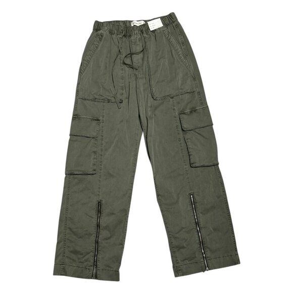 ABERCROMBIE & FITCH High Rise BAGGY Army Green Cargo Wide Leg Pants NWT Womens S - Picture 1 of 8